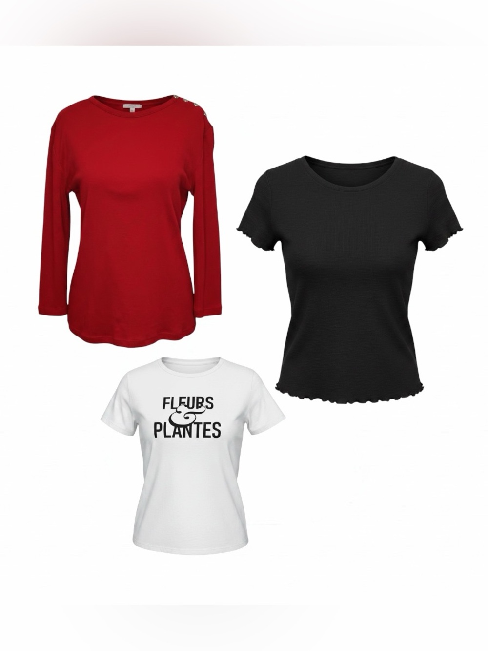 Lot of 3 Womens Tops Size M Lauren Ralph Lauren H&M NZT Nic Zoe Red Black White